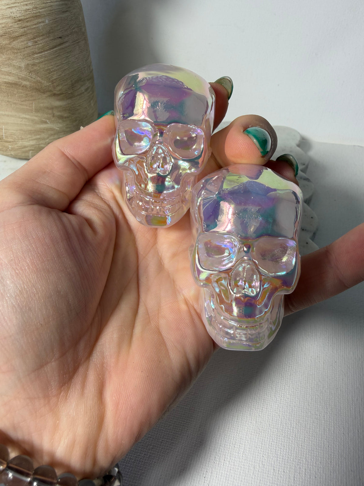 Aura Rose Quartz Skull