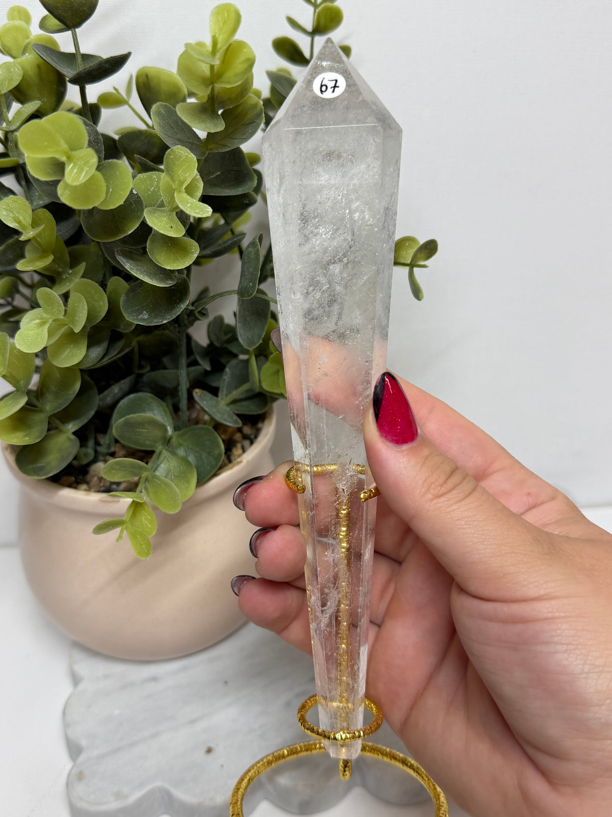 Clear Quartz Wand on Stand