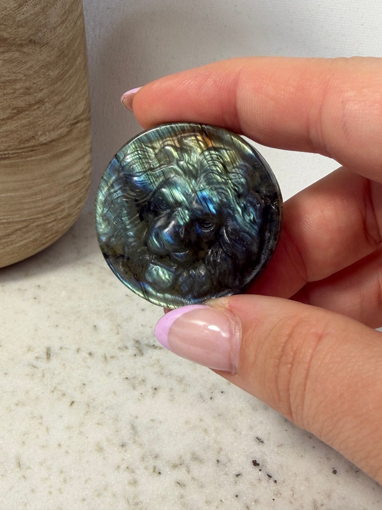 Labradorite Lion Carvings