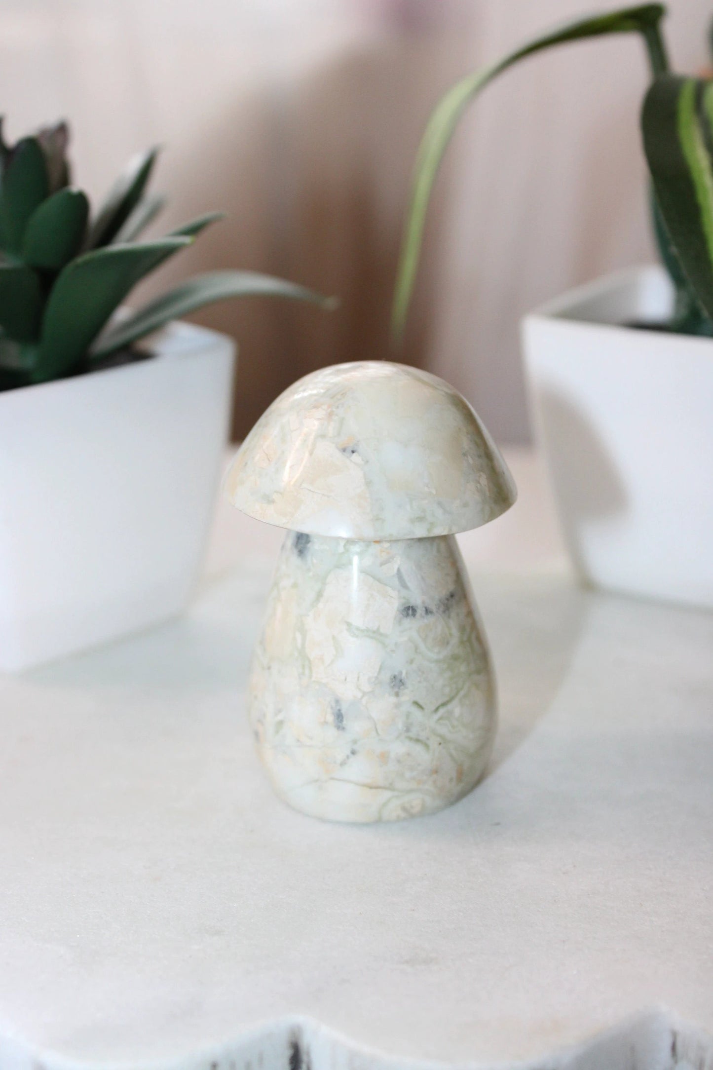 Green Maligano Jasper Mushroom 115g by Heartstone Sanctuary