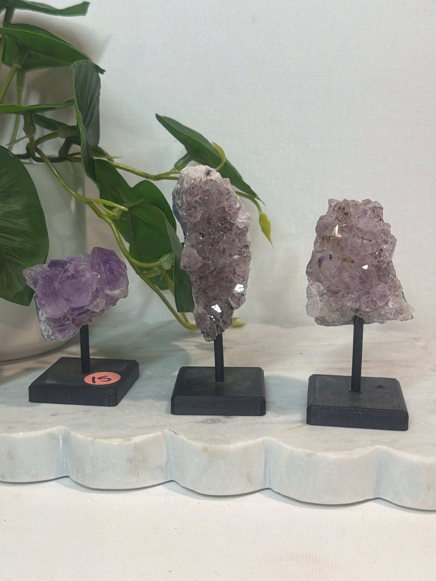 Amethyst on Stand left to right