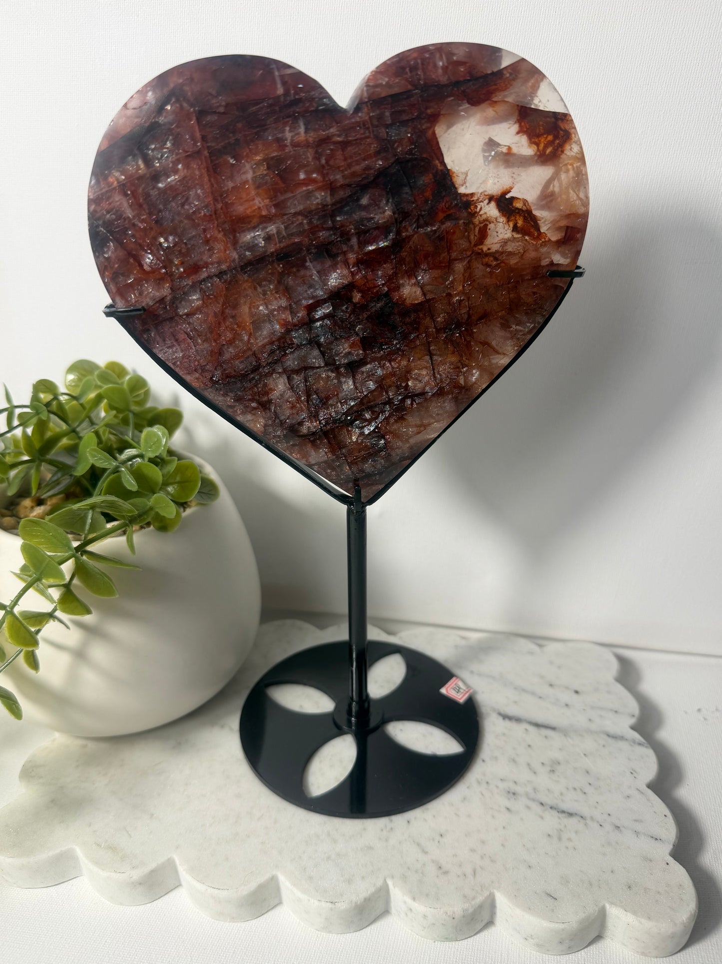 Fire Quartz Heart on Stand