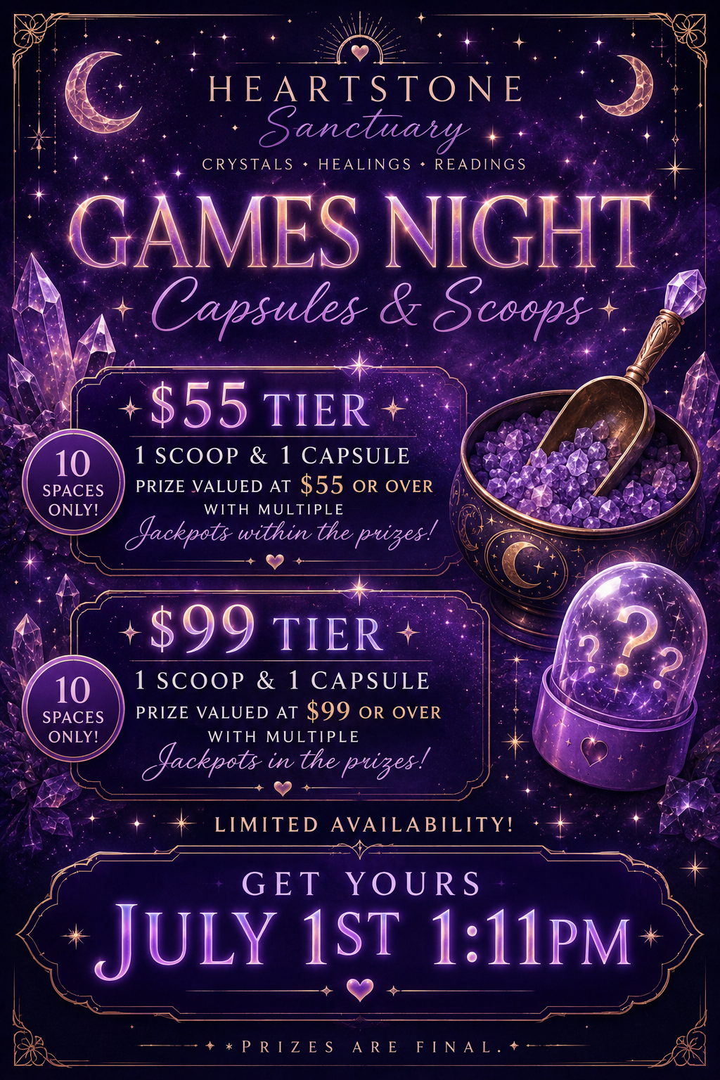 Crystal Games Night 4th July 💫🌹