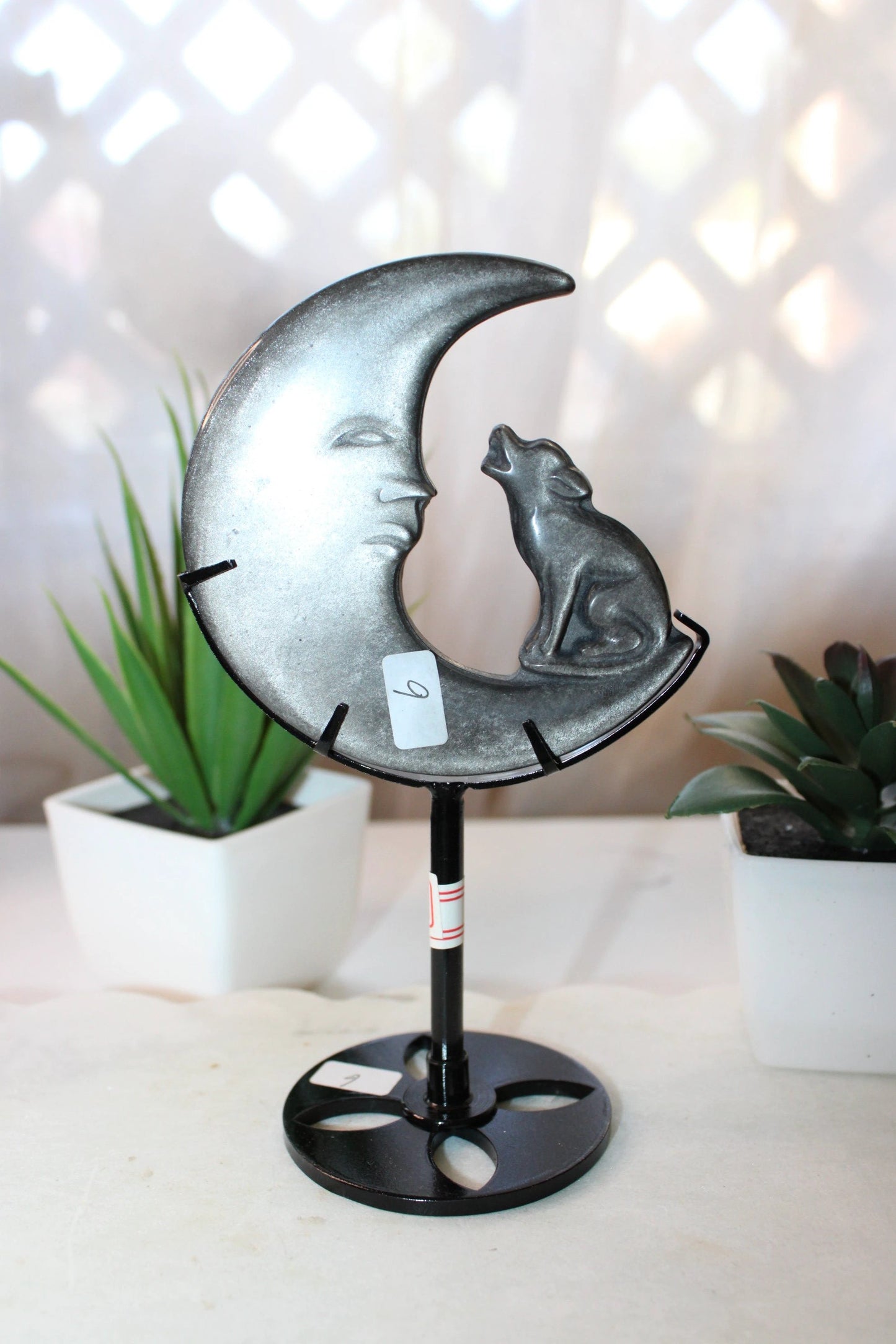 Wolf & Moon on Stand by Heartstone Sanctuary