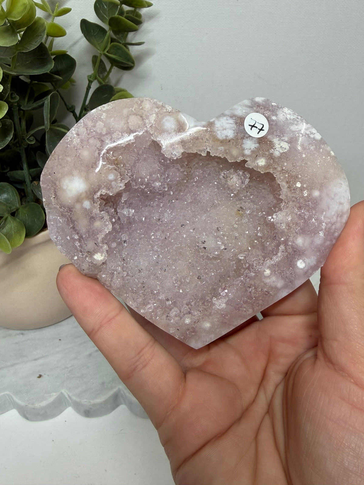 Pink Amethyst Druzy Heart