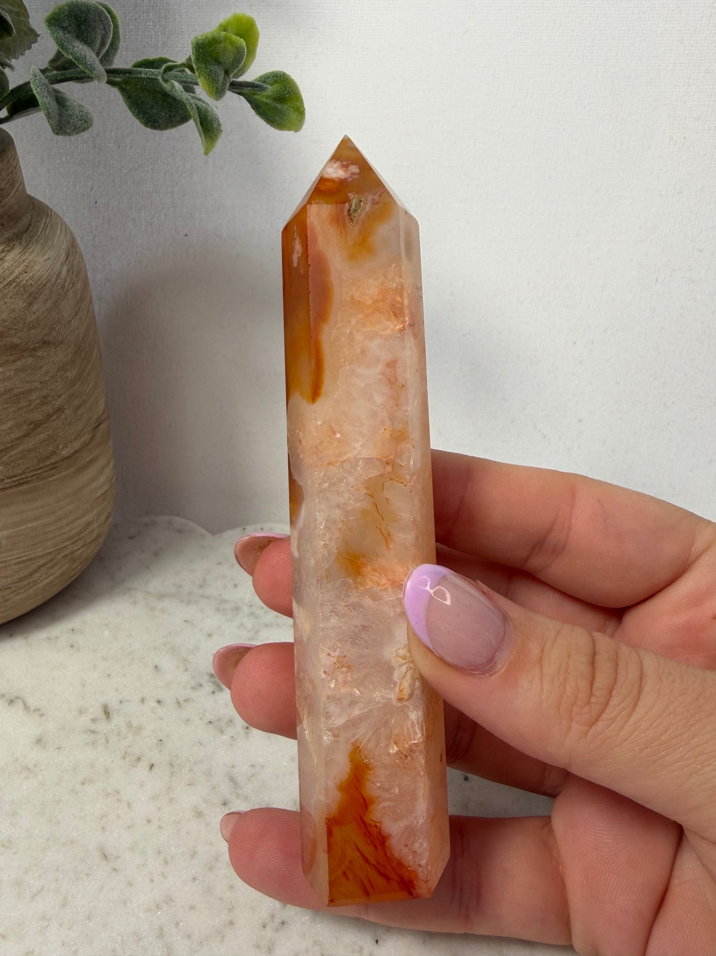 Carnelian Flower Agate Tower