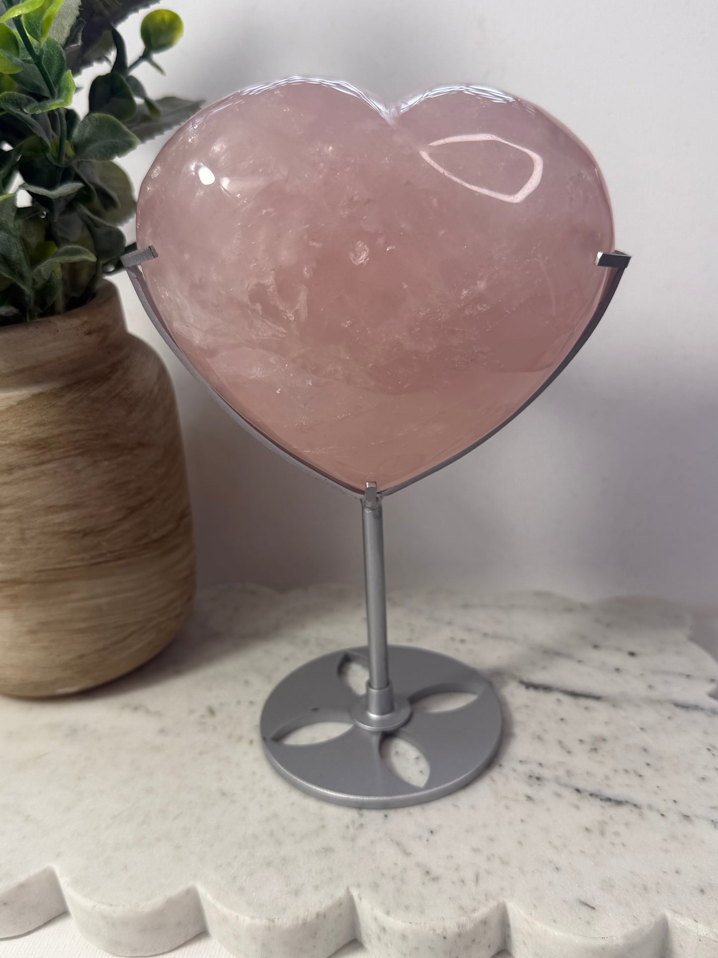 Rose Quartz Heart on Stand