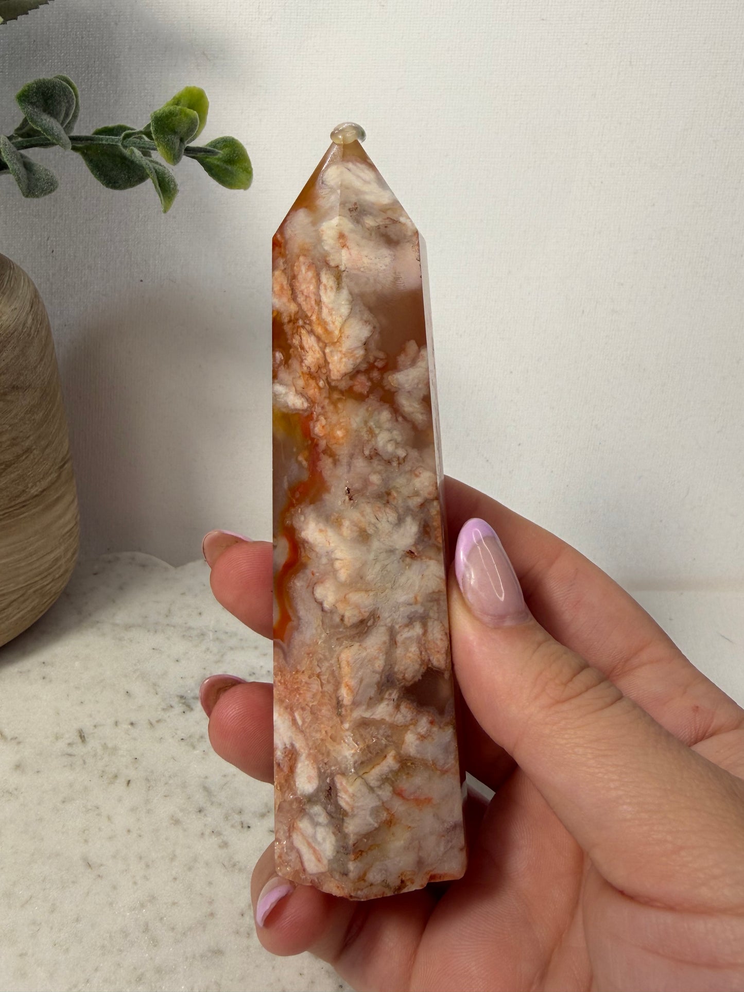 Carnelian Flower Agate Tower