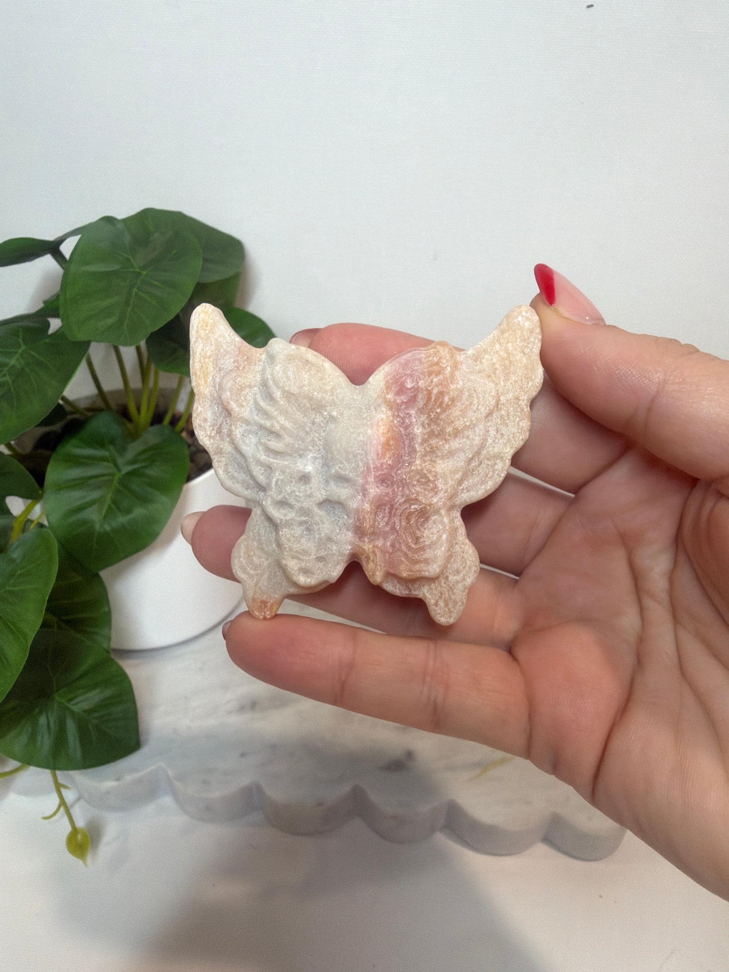 Pink Opal Fairy Skull