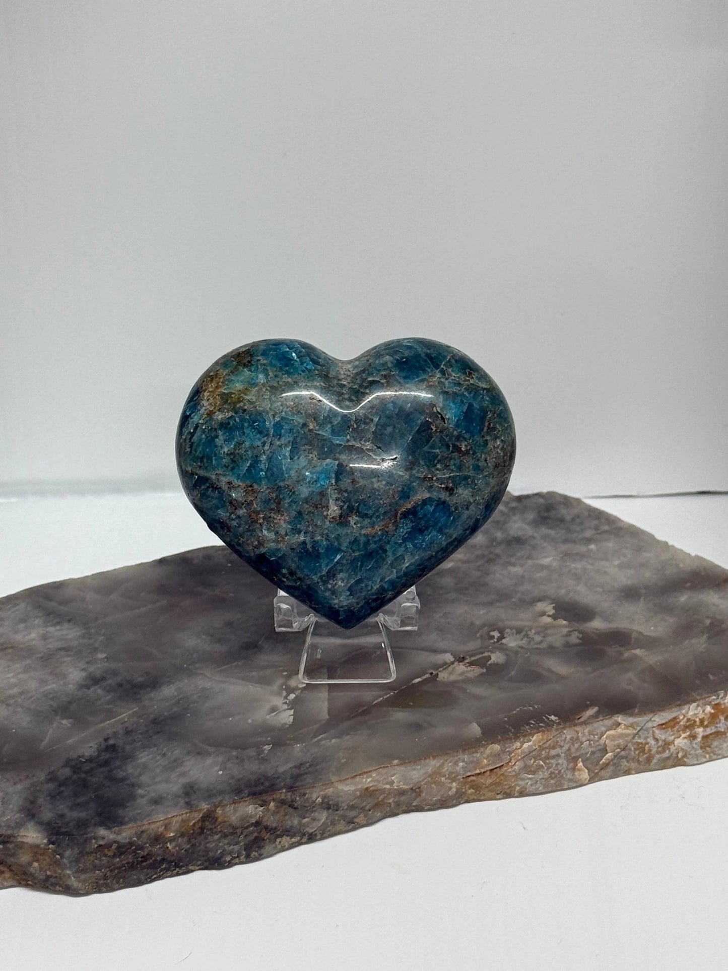Blue apatite heart - 240g - 6.5cm by Heartstone Sanctuary
