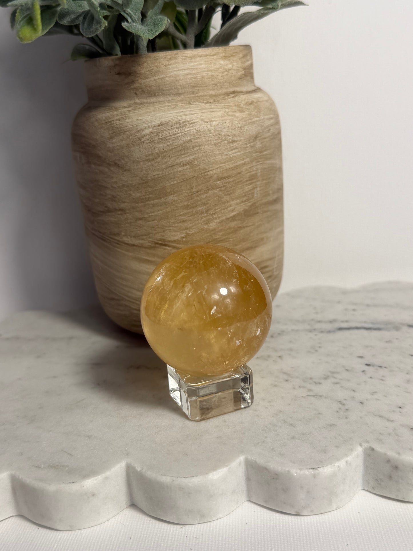 Honey Calcite Sphere