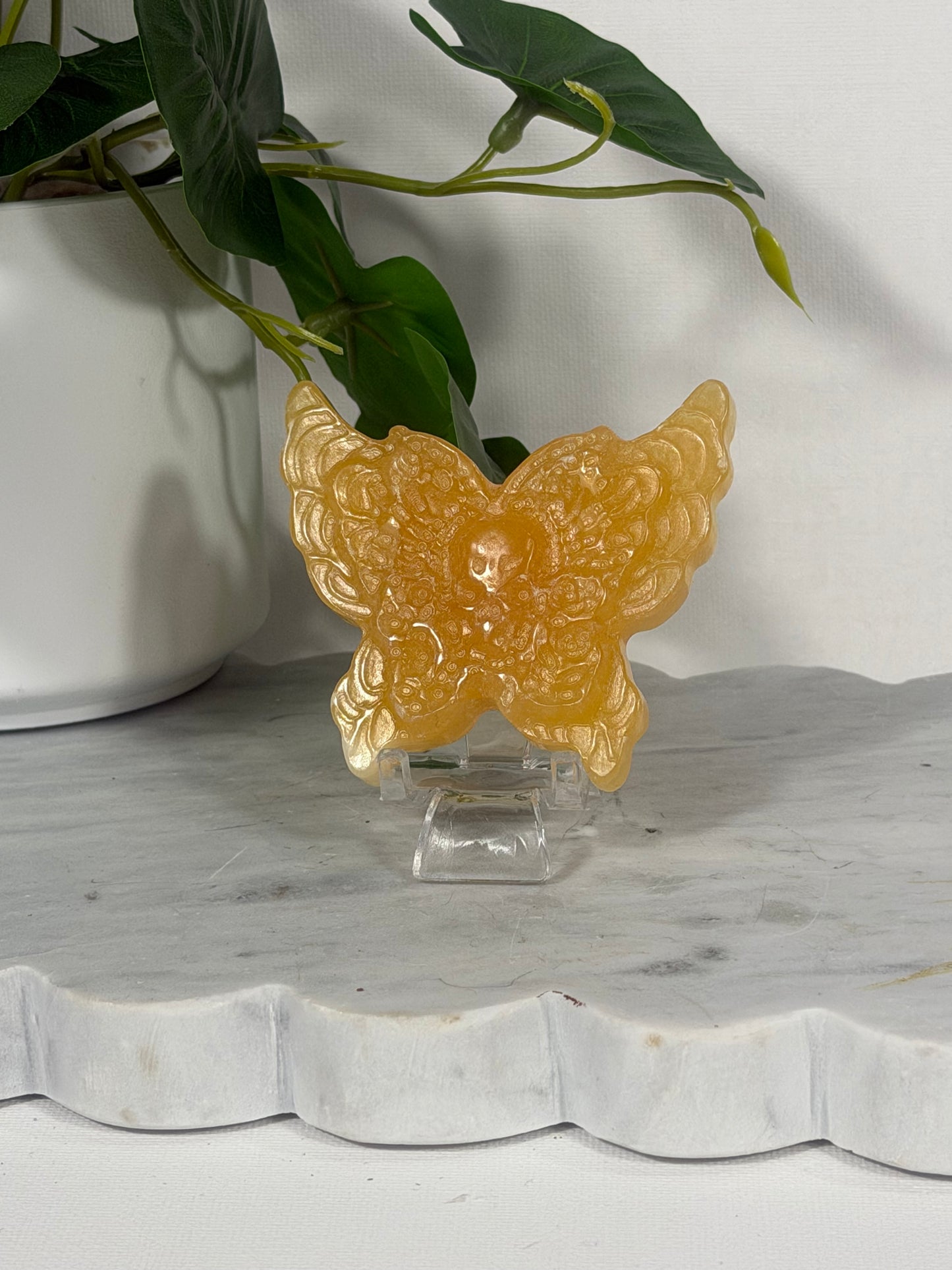 Yellow Calcite Skull Butterfly