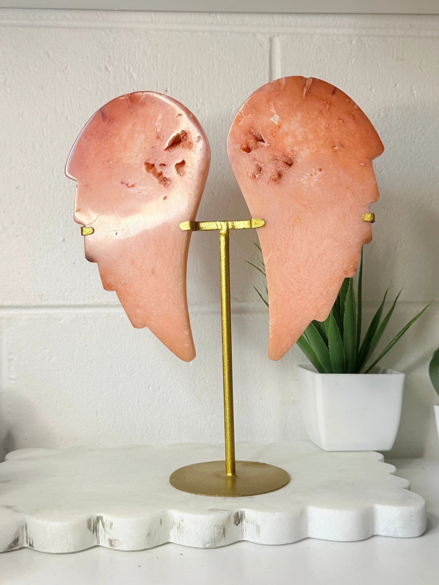 Pink Plume Agate Angel Wings Large by Heartstone Sanctuary