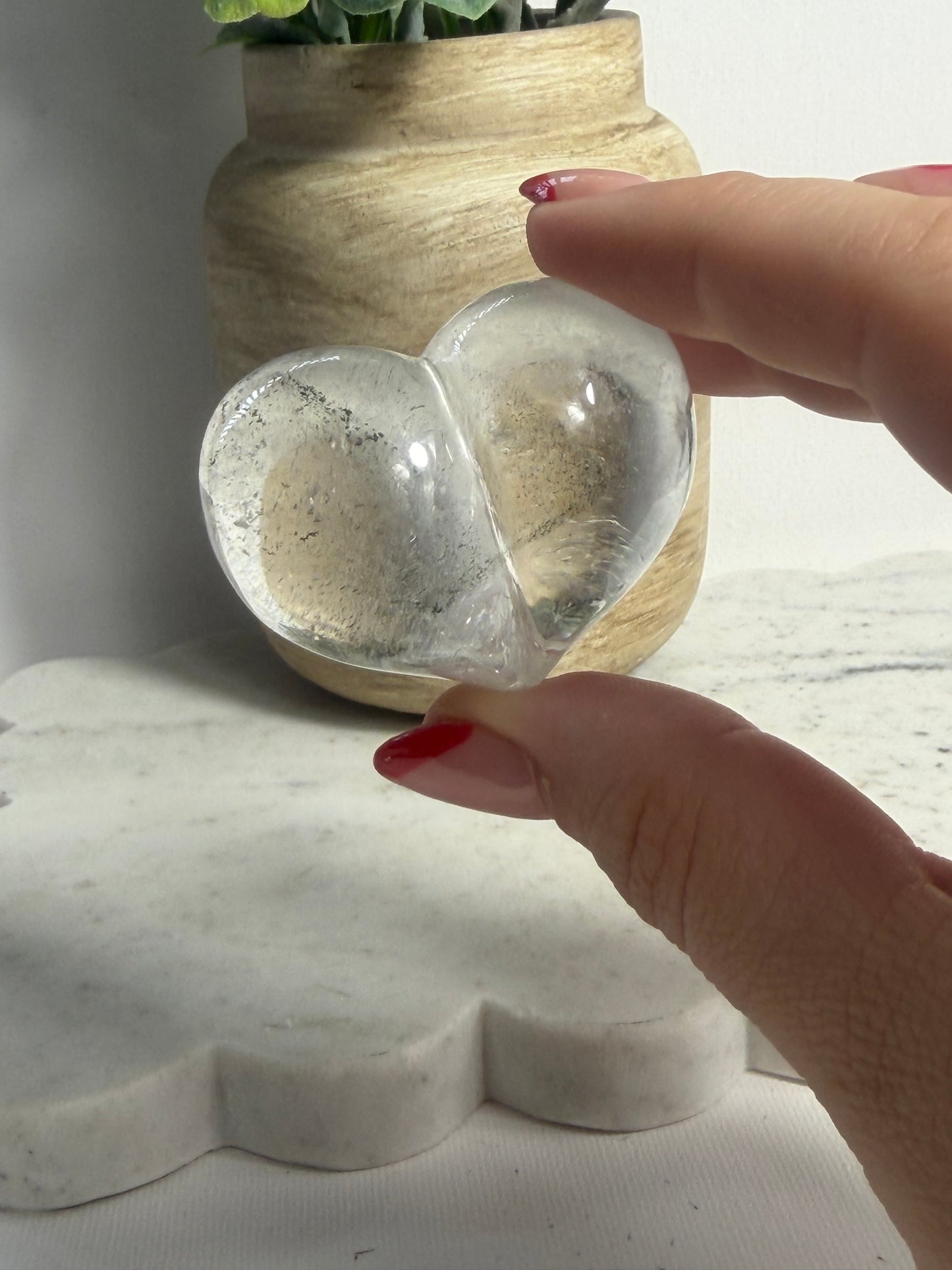 Clear Quartz Puffy Hearts