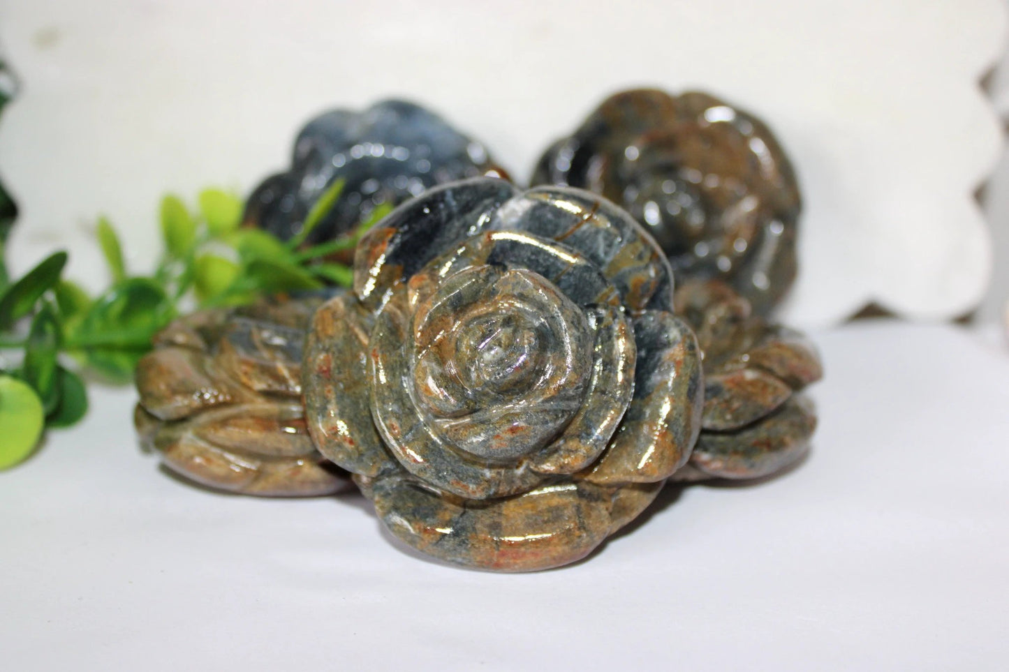 Pietersite Flower Carving by Heartstone Sanctuary