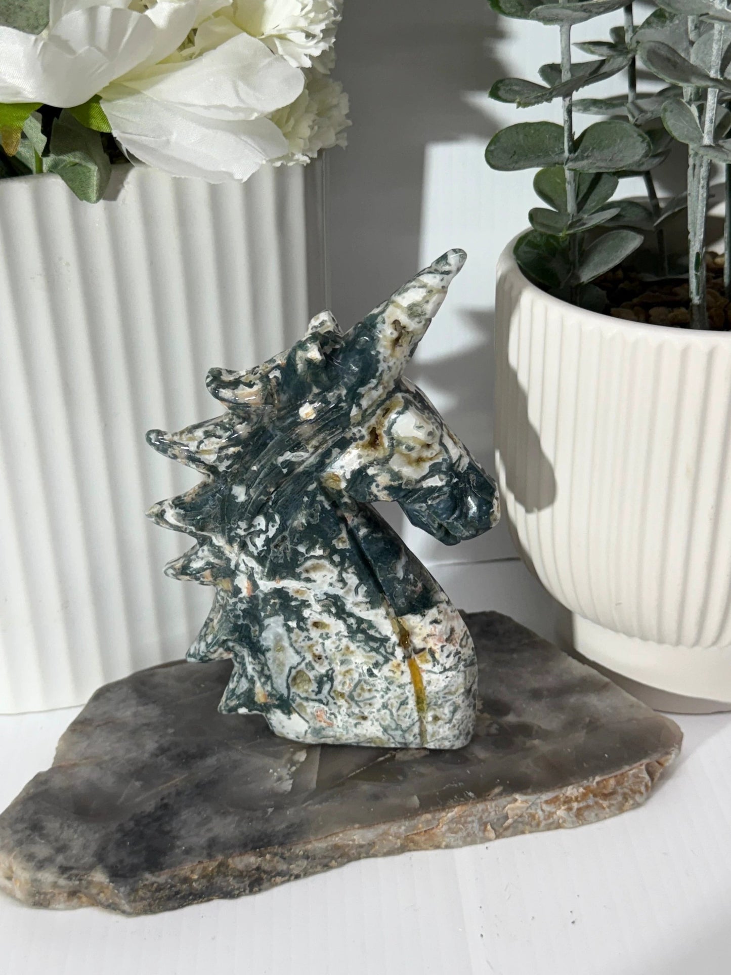 Moss Agate Unicorn by Heartstone Sanctuary