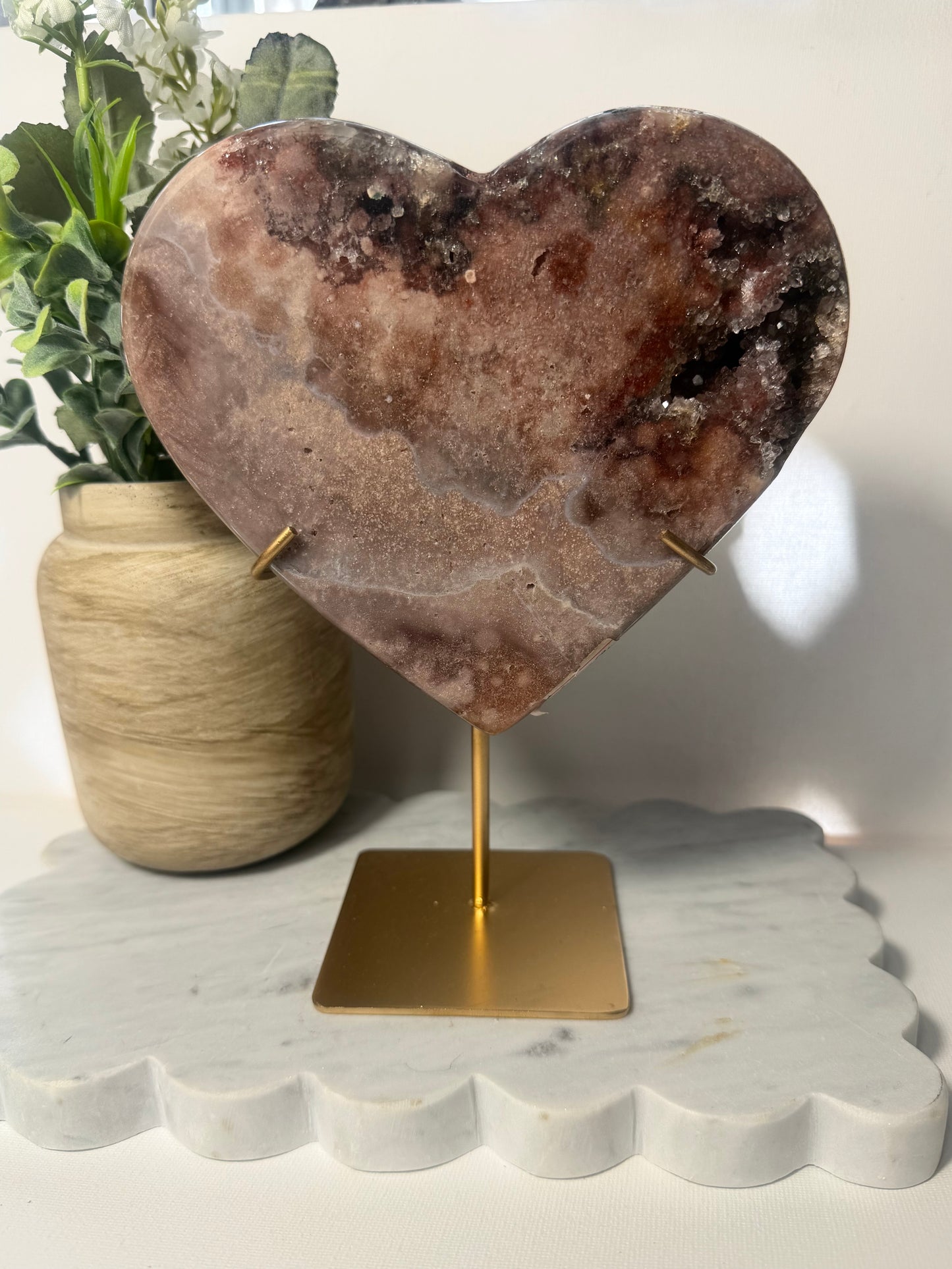 Pink Amethyst Druzy Heart