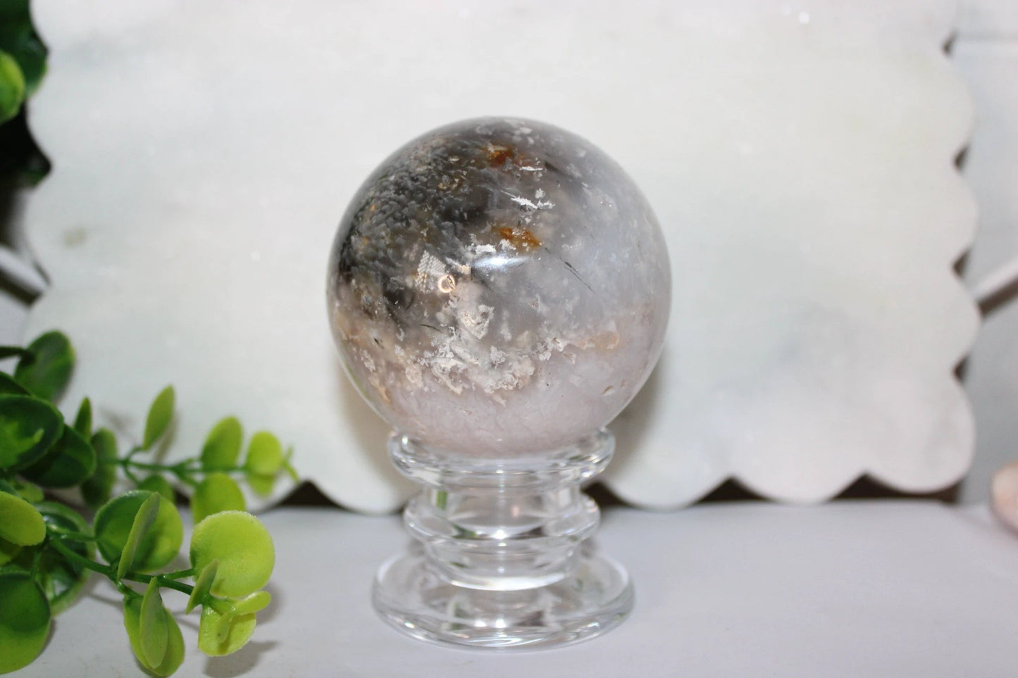 Pink Plume Agate Sphere by Heartstone Sanctuary