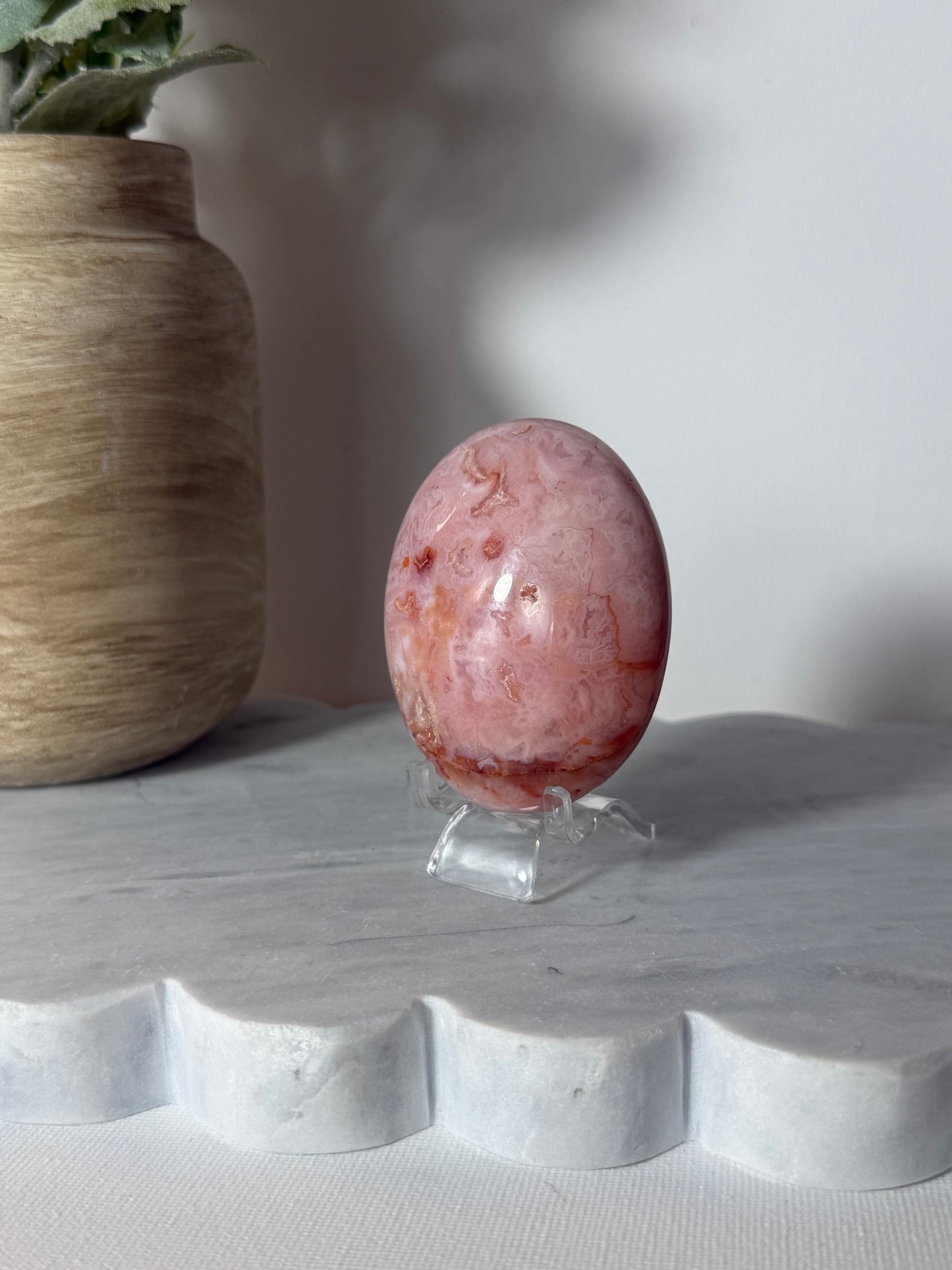 Pink Carnelian Palm Stone