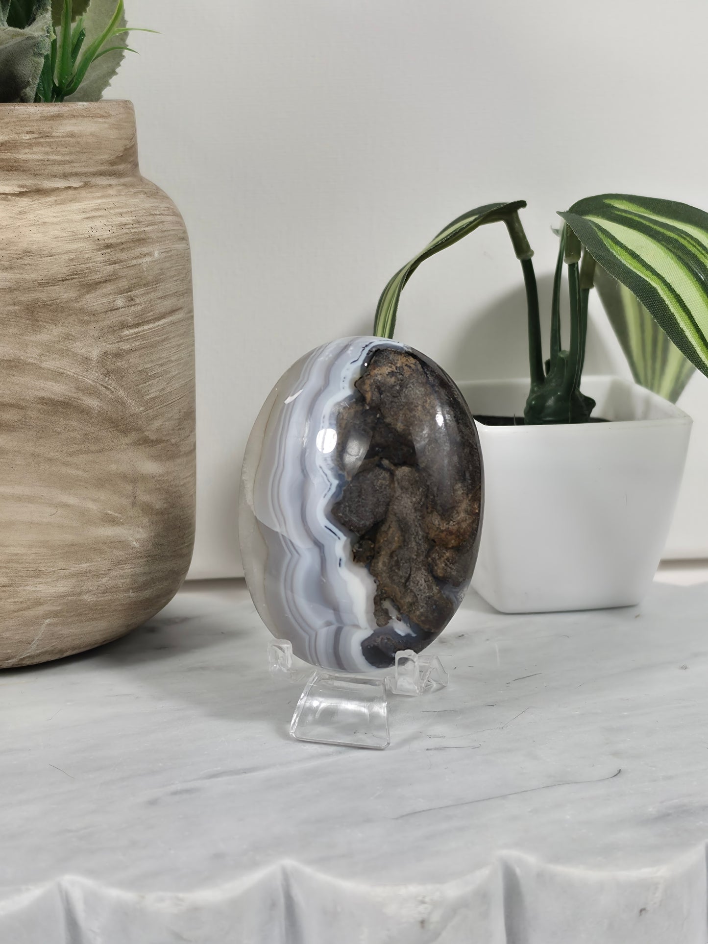 Orbicular Moss Agate Palm 55A
