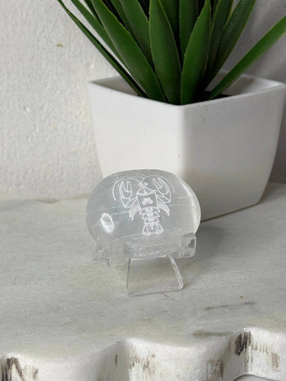 Zodiac Etched Selenite Small Palm by Heartstone Sanctuary