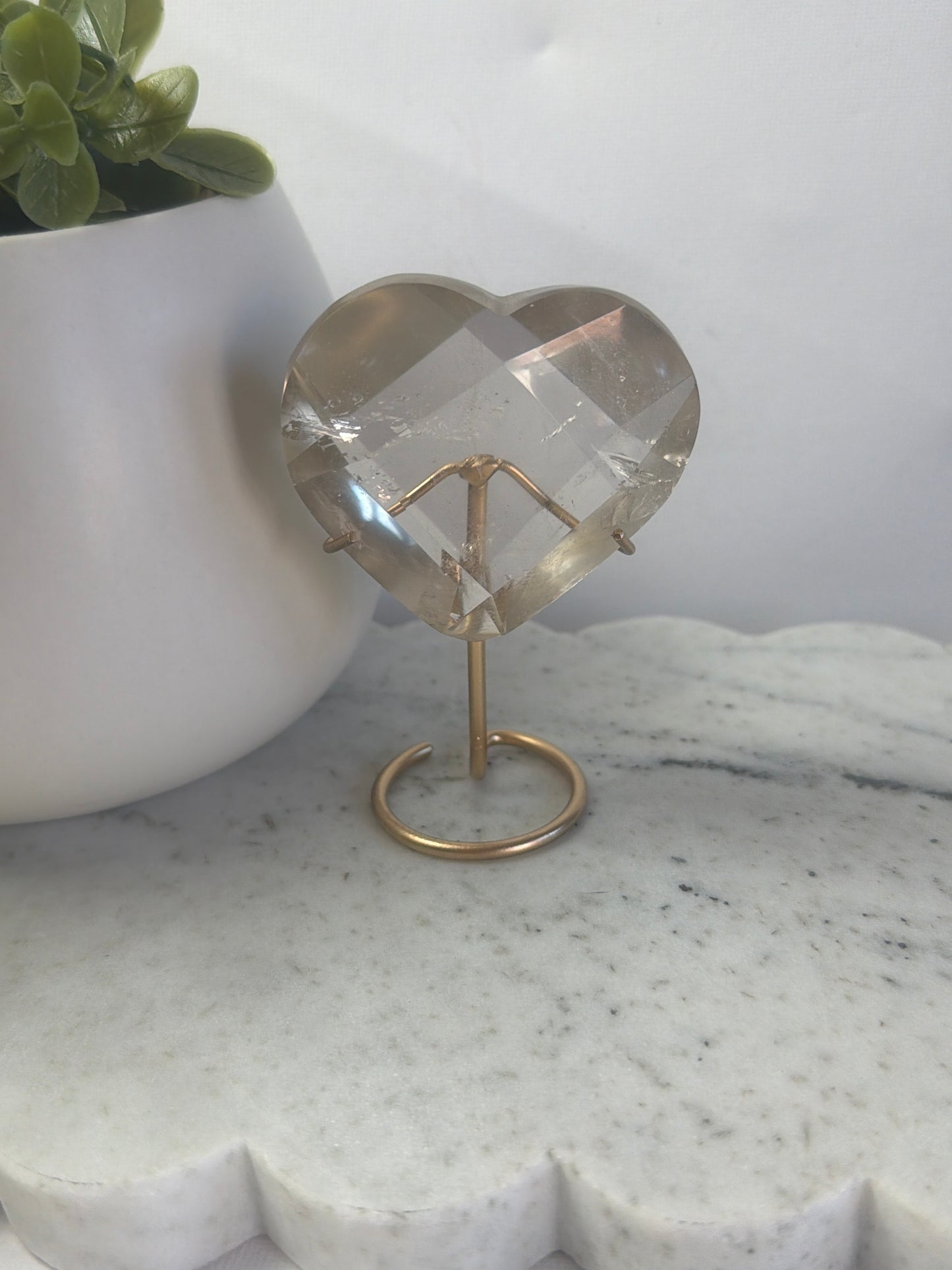 Faceted Light Smokey Quartz Heart