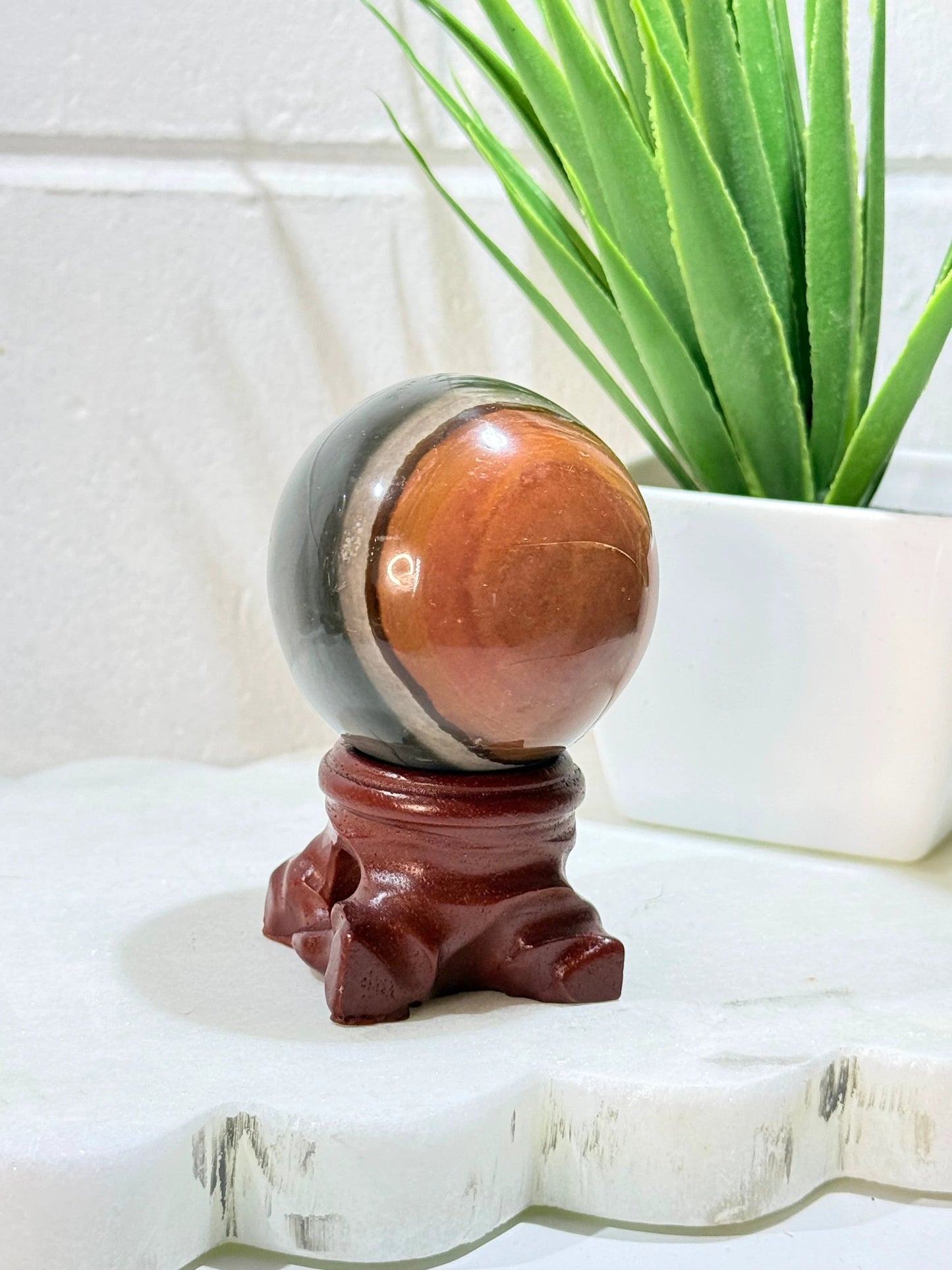 Polychrome Sphere on Wooden Stand - 156g by Heartstone Sanctuary