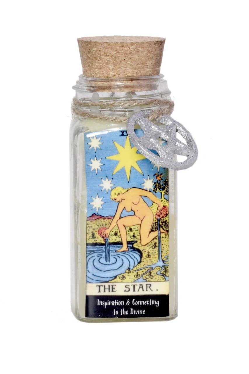 CANDLE - The Star Tarot 100gms with herbs and crystals by WONDER IMPORTS AUSTRALIA