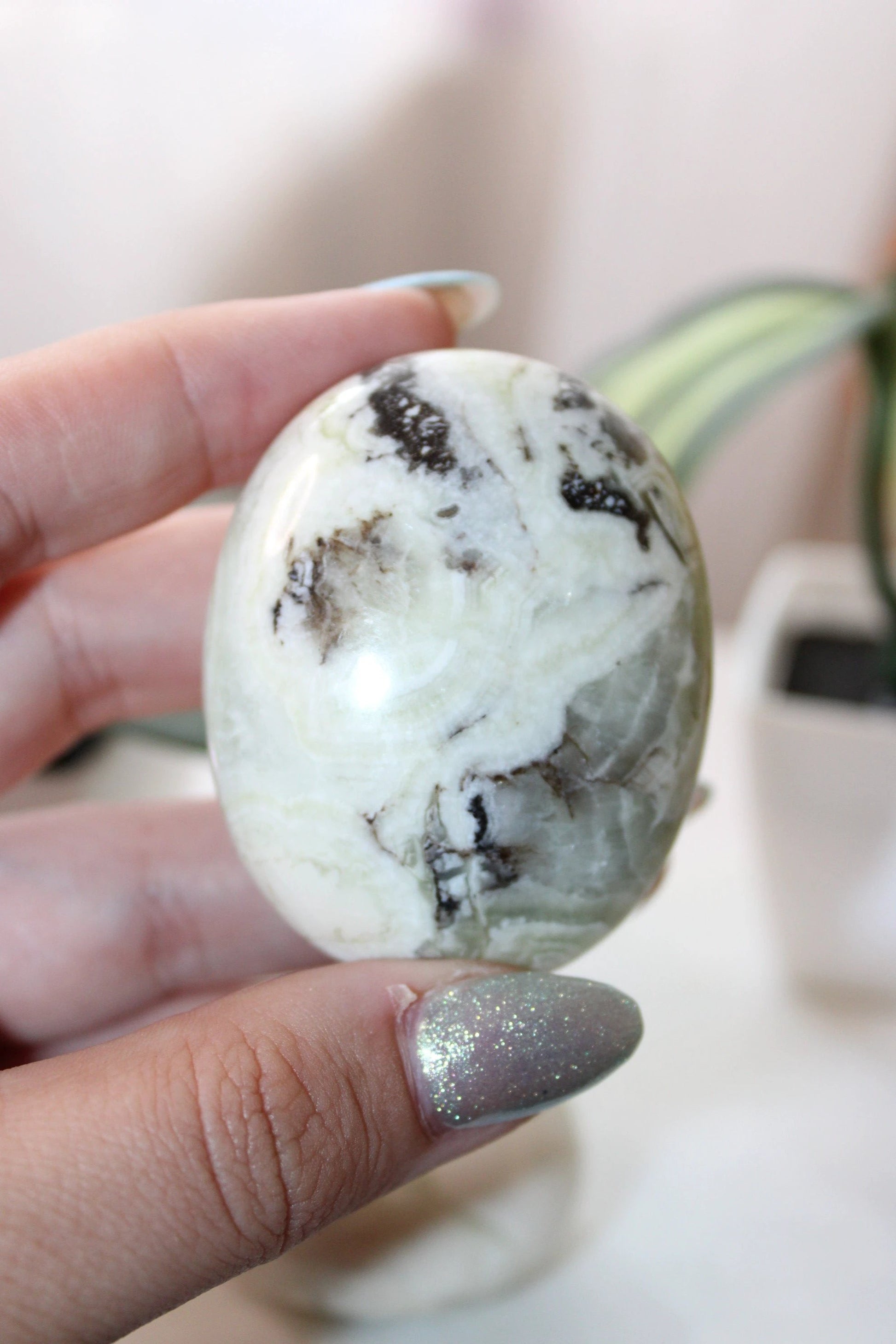 Green Maligano Jasper Palm Stone - 102g by Heartstone Sanctuary