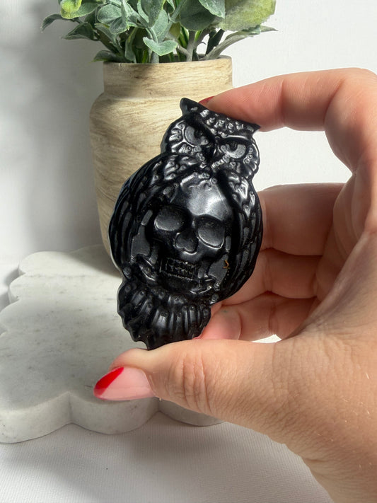 Skull Owl Carving
