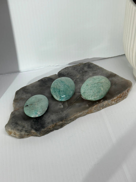 Amazonite Palm Stone Natural Green Gemstone Hand Sized for Meditation and Collecting by Heartstone Sanctuary