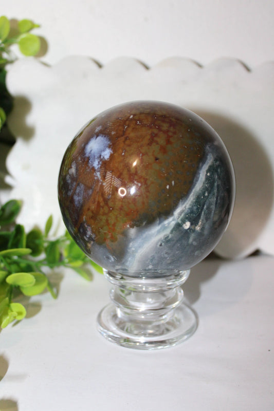 1.1kg Ocean Jasper Sphere Statement by Heartstone Sanctuary