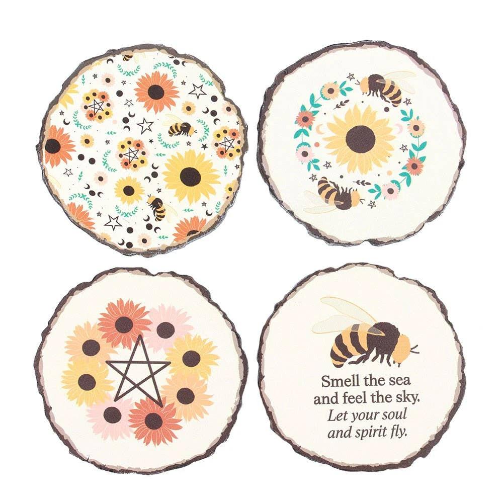Summer Solstice Wood Slice Set of 4 Coasters by WONDER IMPORTS AUSTRALIA