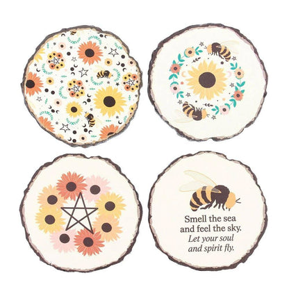 Summer Solstice Wood Slice Set of 4 Coasters by WONDER IMPORTS AUSTRALIA