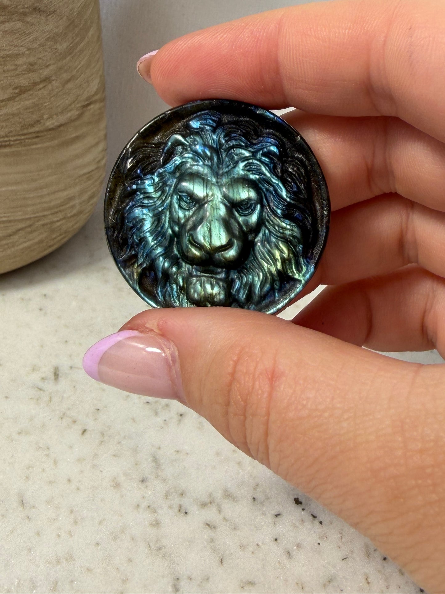 Labradorite Lion Carvings