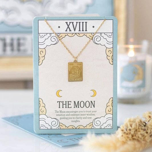 The Moon Vintage Tarot Necklace on Greeting Card by WONDER IMPORTS AUSTRALIA