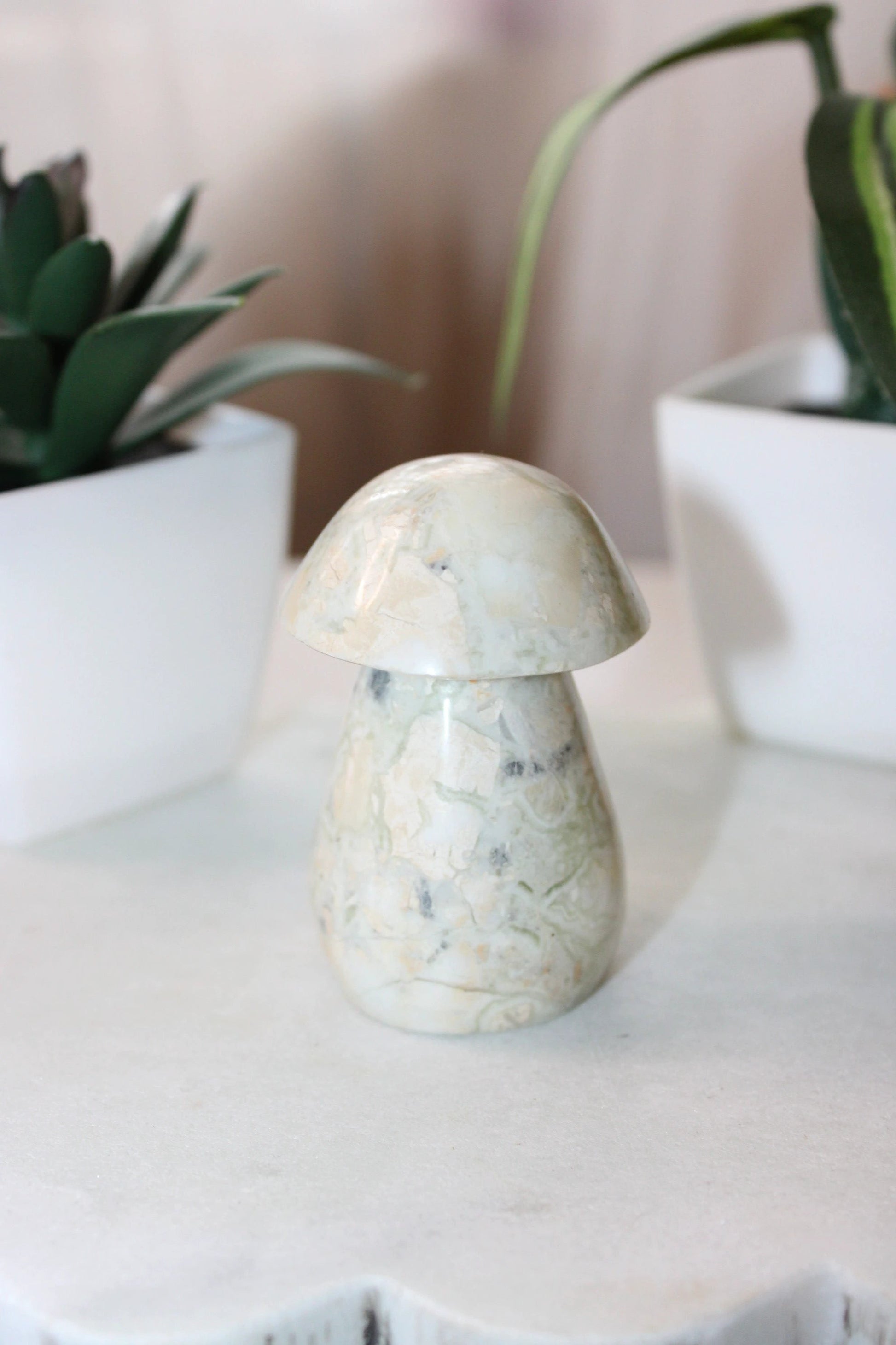 Green Maligano Jasper Mushroom 115g by Heartstone Sanctuary