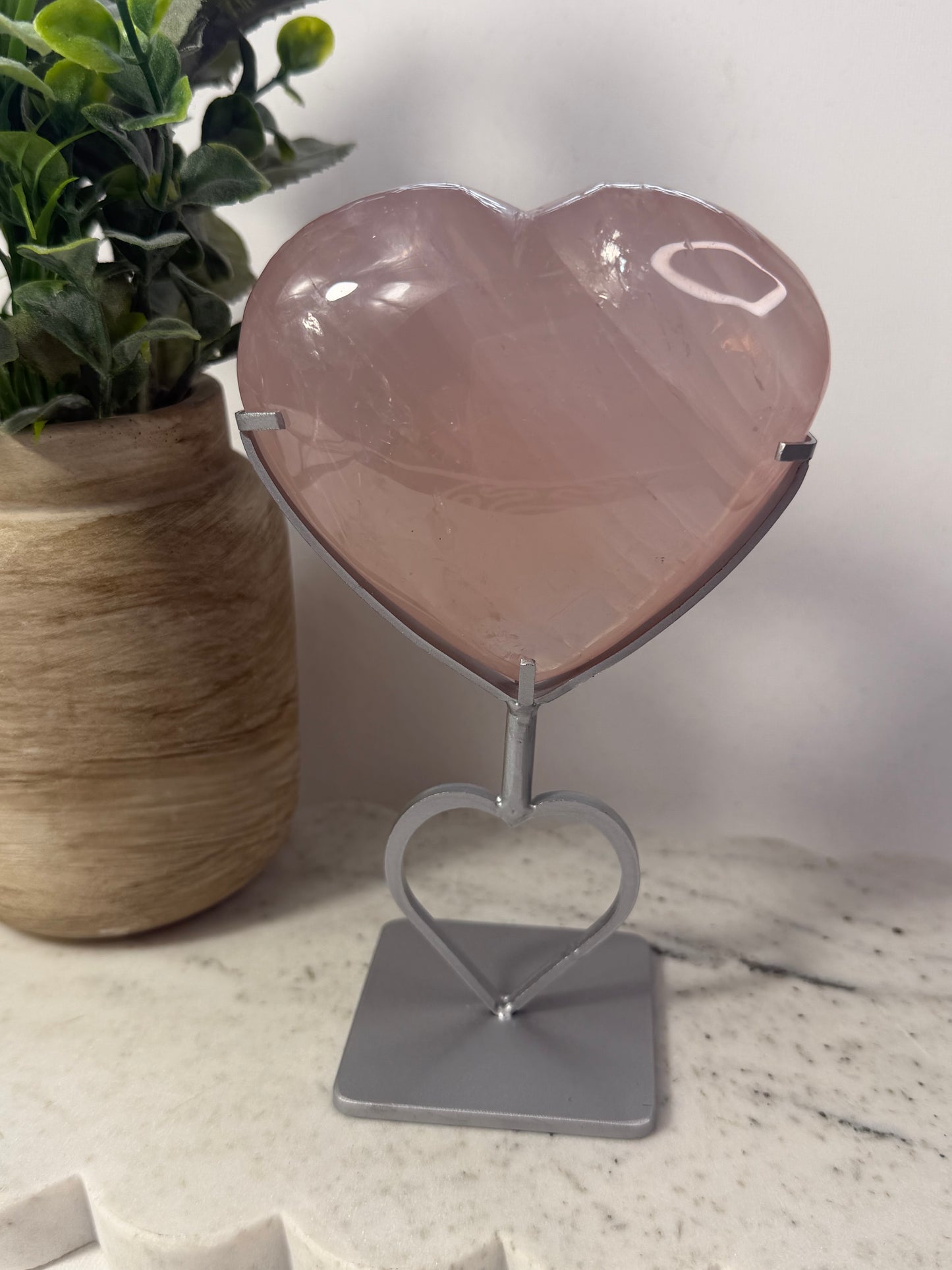 Rose Quartz Heart on Stand