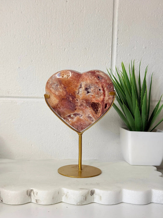 Crazy Lace Agate Heart on Stand - Medium by Heartstone Sanctuary