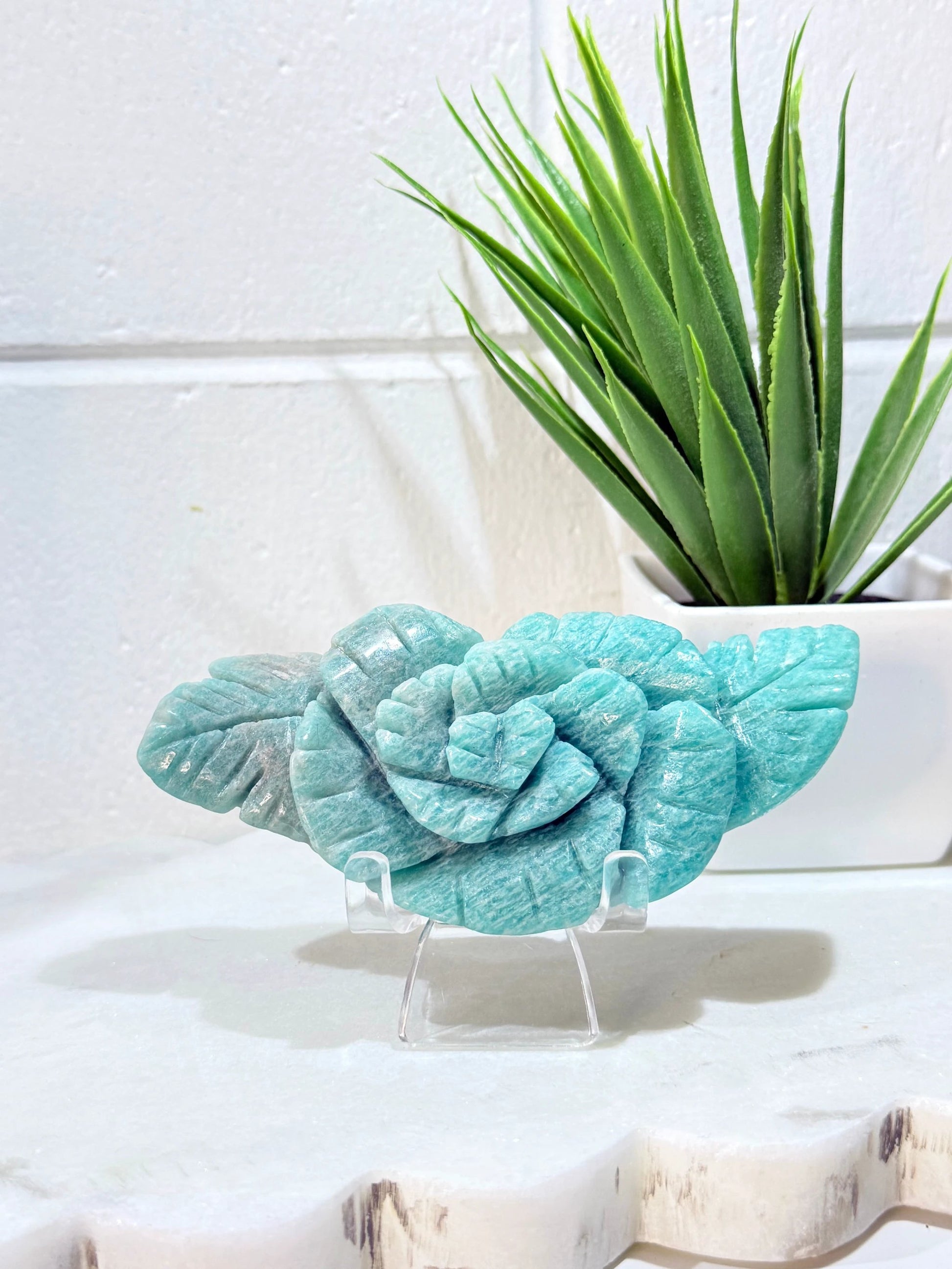 Natural Amazonite Flower Crystal, 126 Grams, Green-Blue Mineral Specimen For Collection And Display by Heartstone Sanctuary