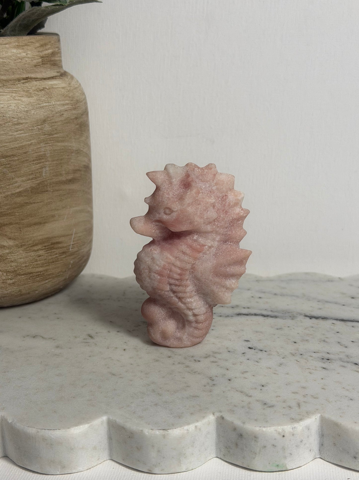 Pink opal seahorse