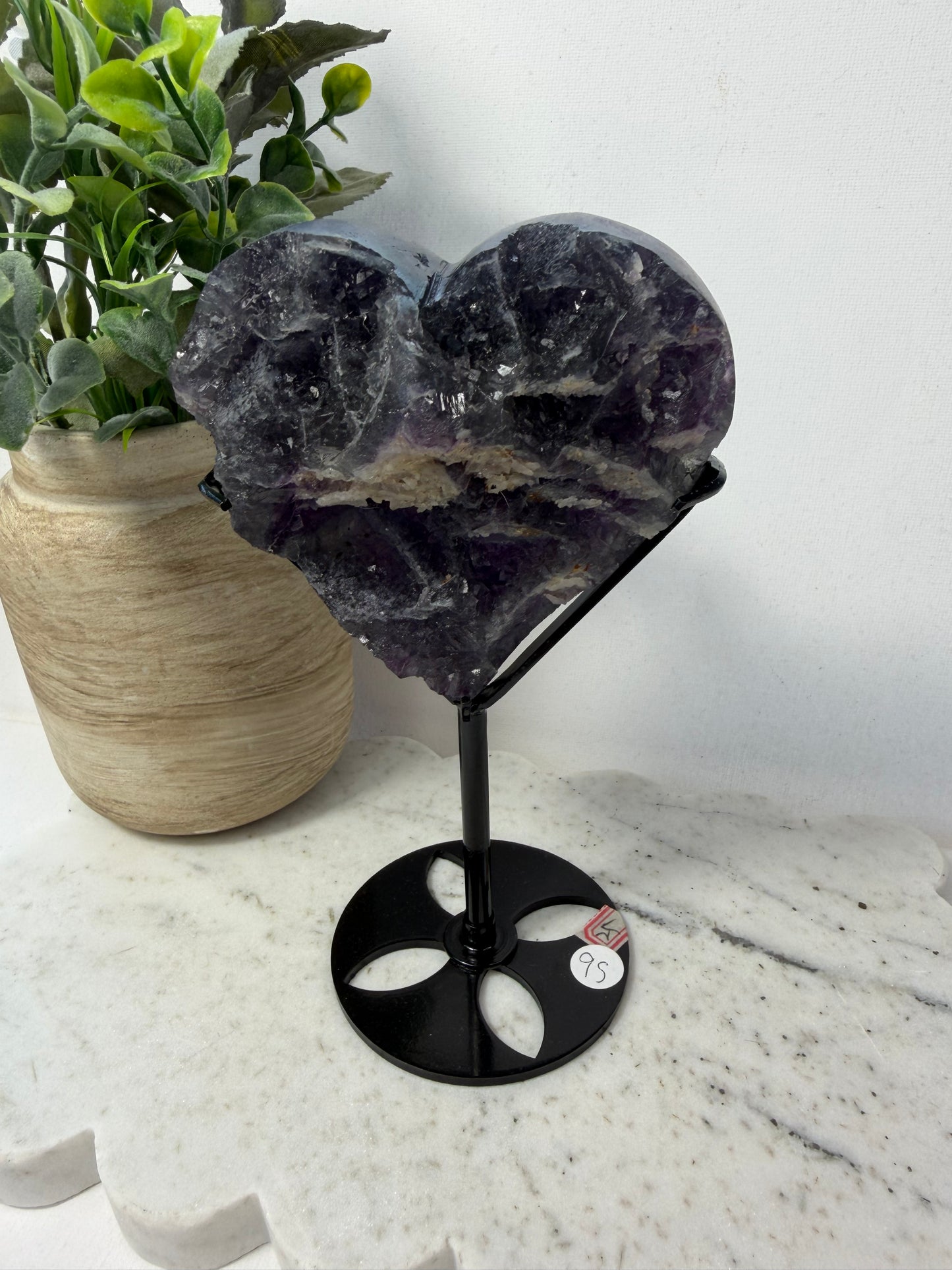 Raw Fluorite Heart on Stand