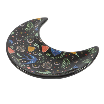 Midnight Bloom Crescent Moon Trinket Dish by WONDER IMPORTS AUSTRALIA