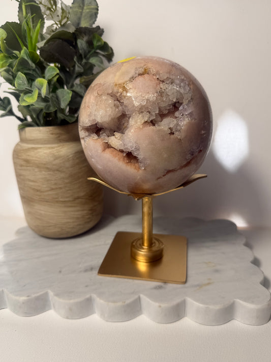 Pink Amethyst Sphere on Rotating Stand