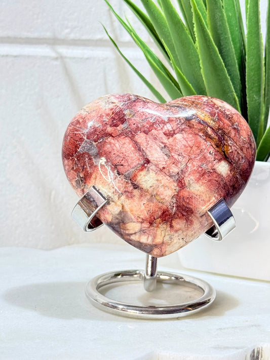 Red Feldspar Heart w/ Stand - 180g by Heartstone Sanctuary