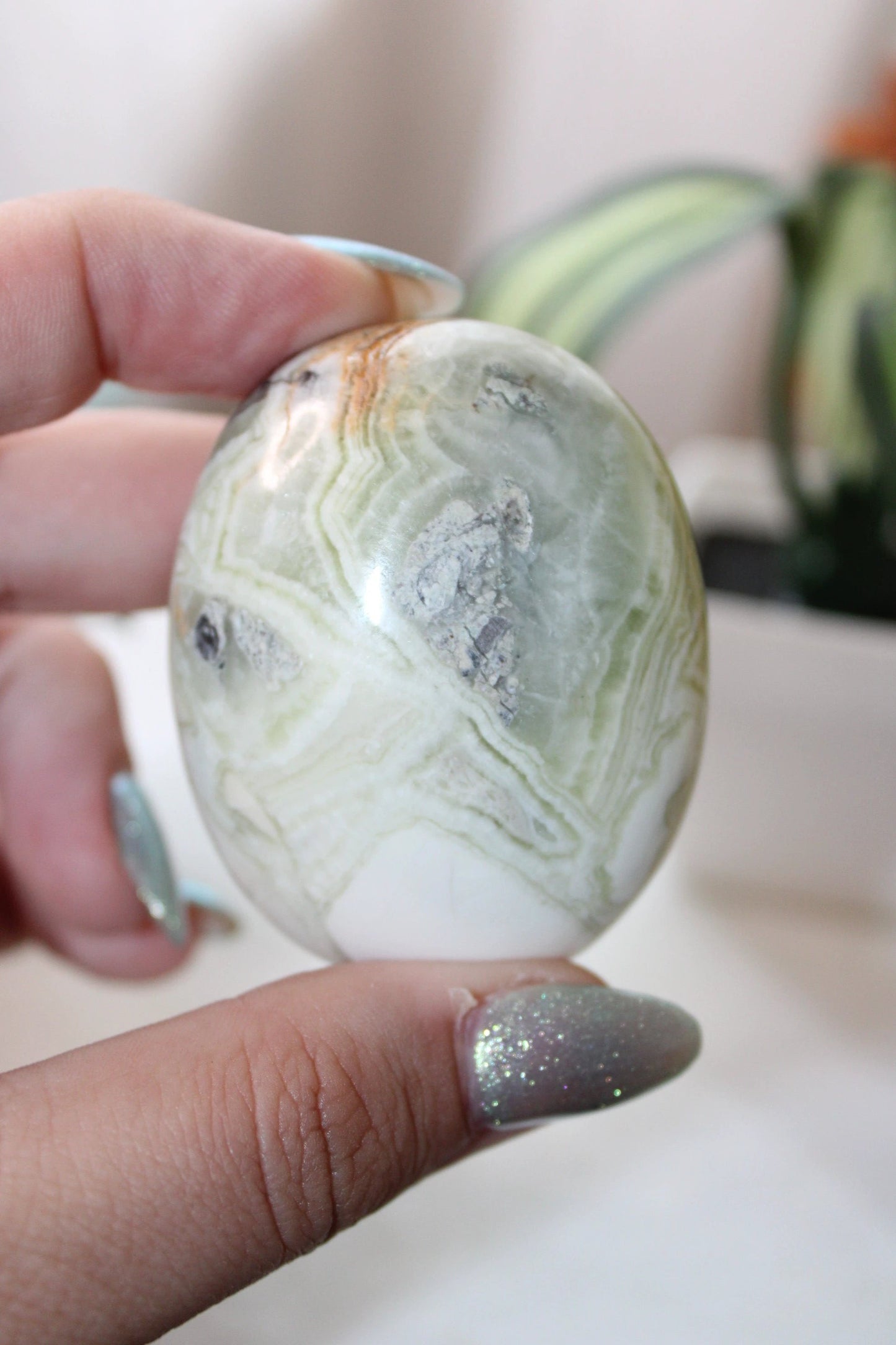 Green Maligano Jasper Palm Stone - 111g by Heartstone Sanctuary