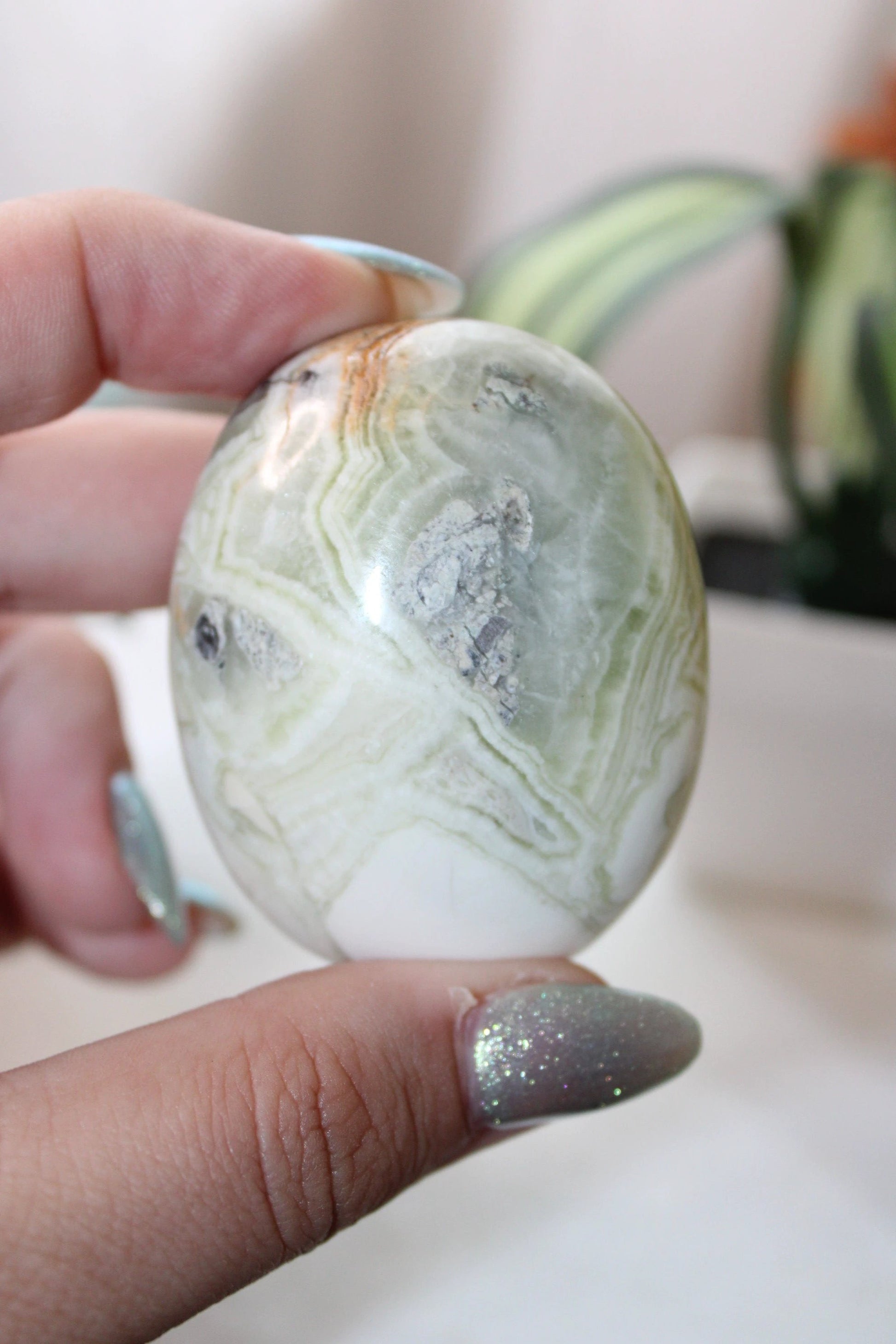 Green Maligano Jasper Palm Stone - 111g by Heartstone Sanctuary