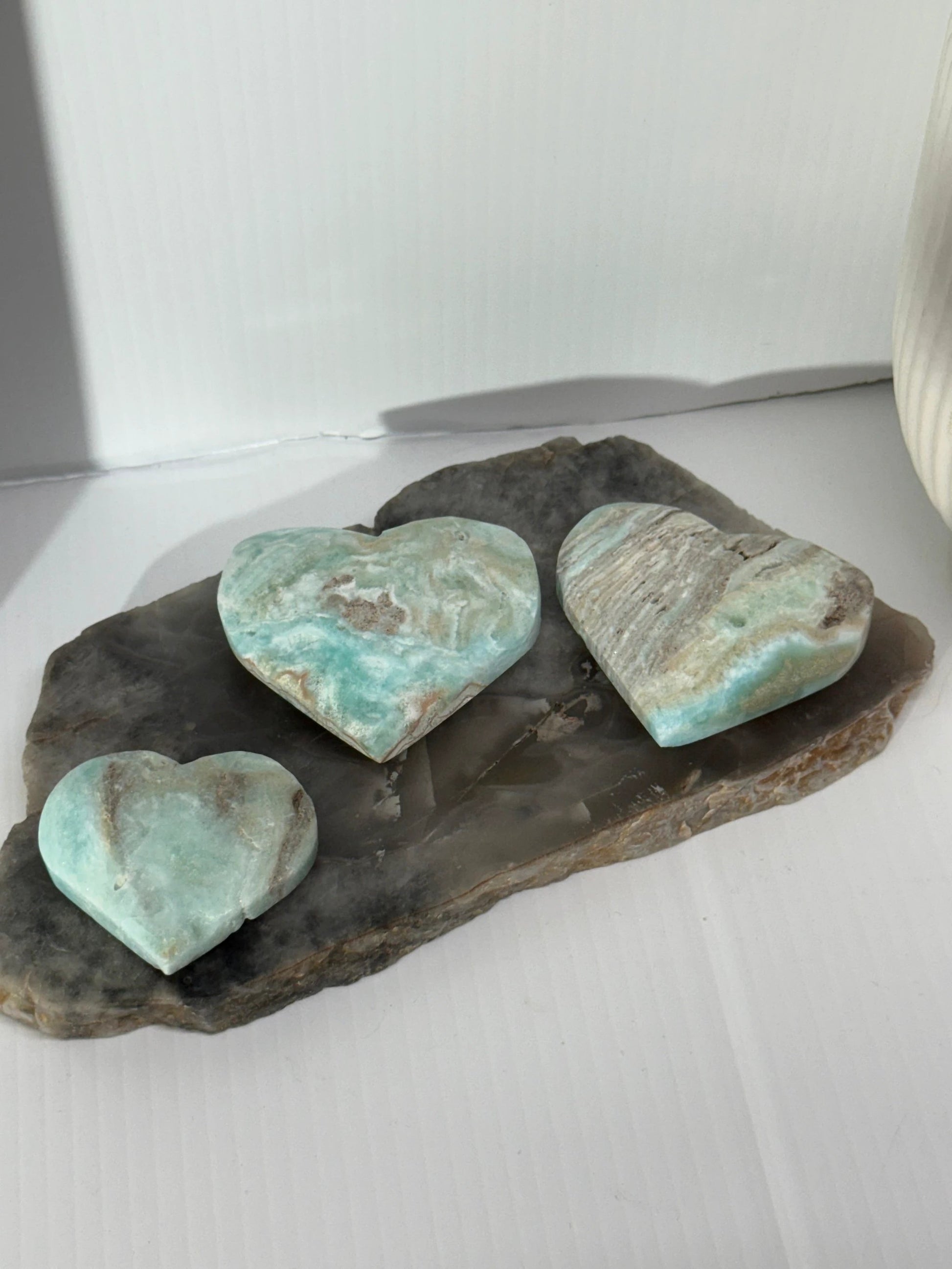 Blue Aragonite Hearts by Heartstone Sanctuary