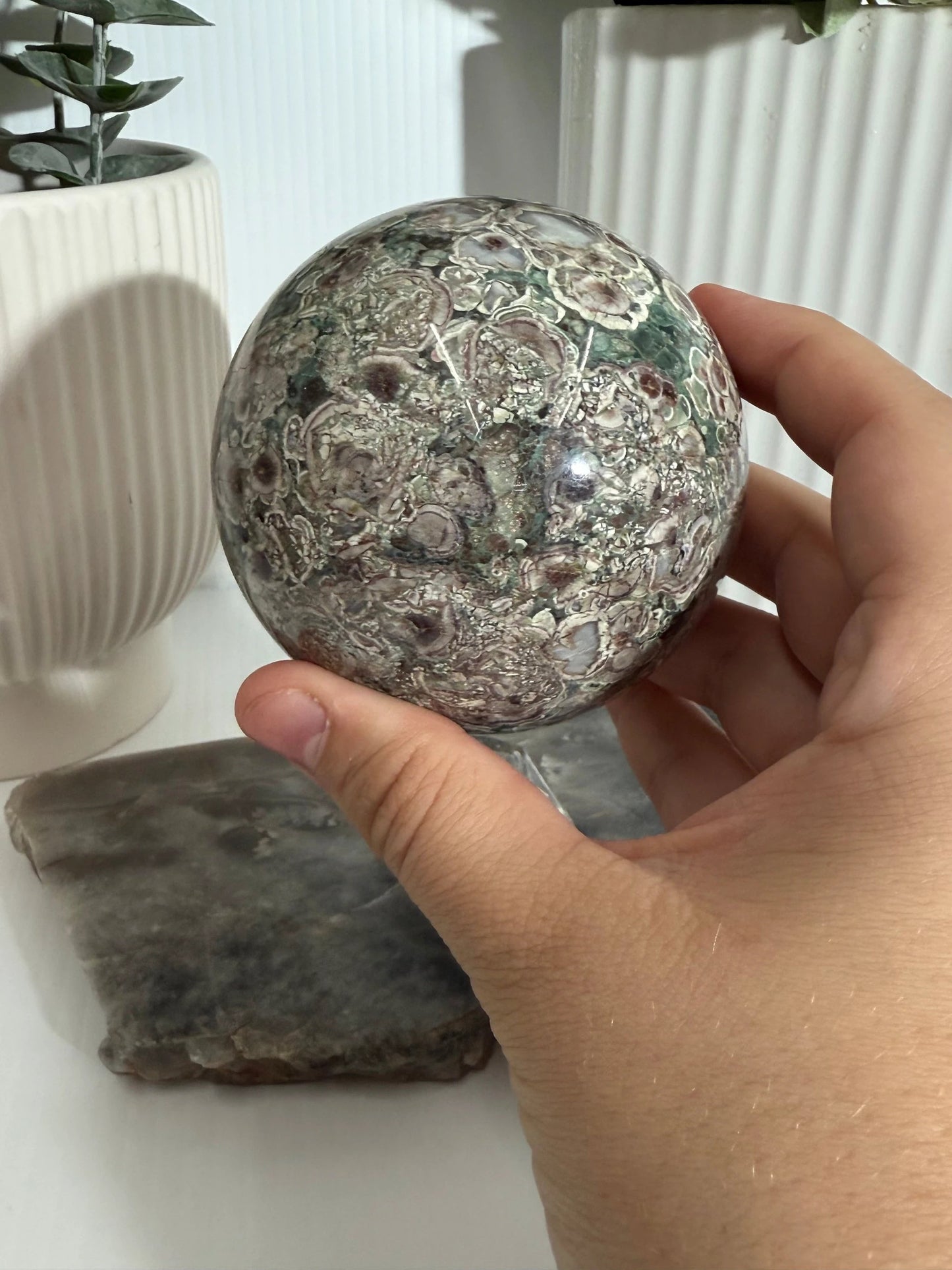 Green Flower Jasper Sphere - 8cm - 800g by Heartstone Sanctuary