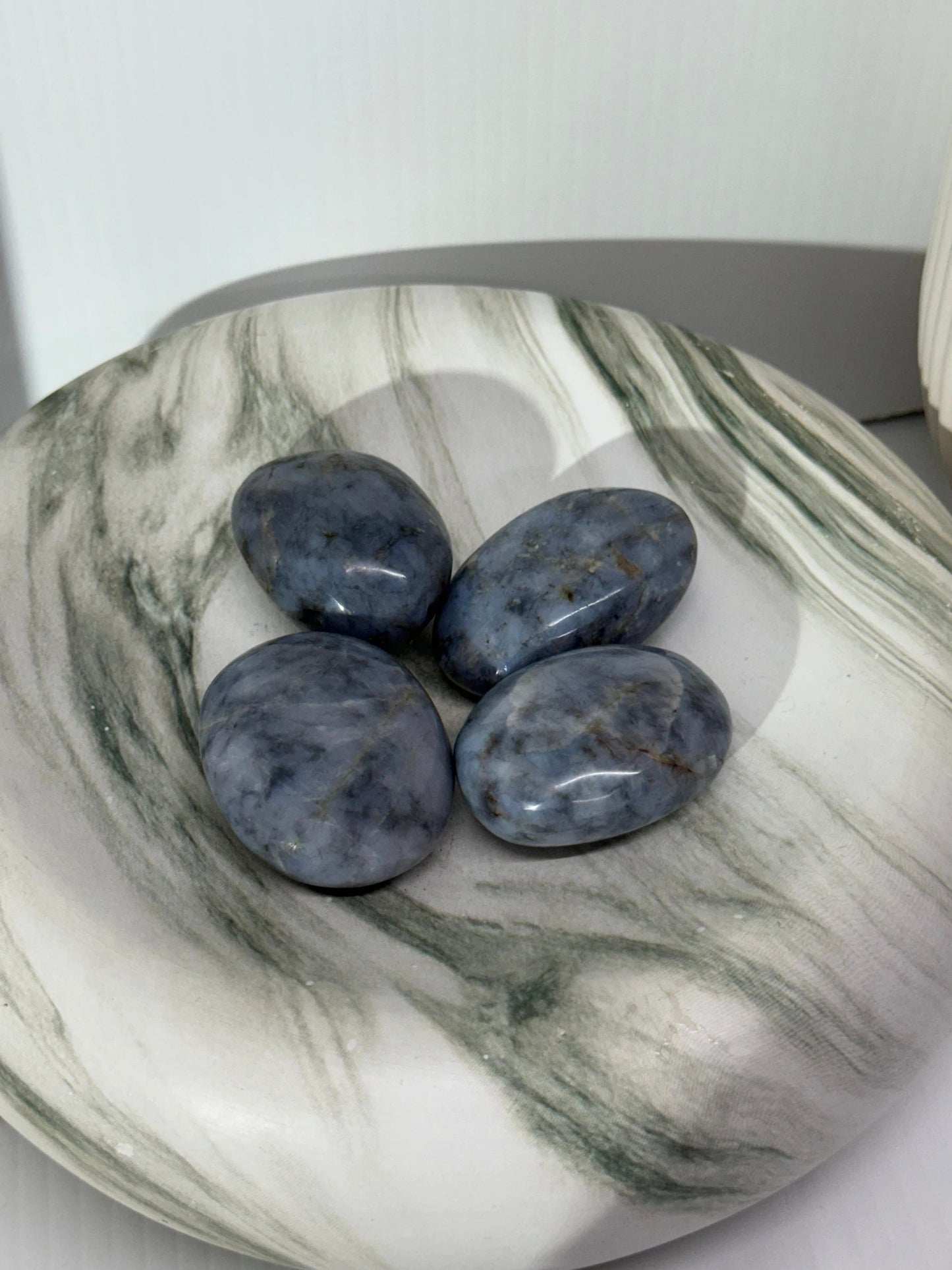 Blue quartz palm by Heartstone Sanctuary